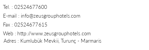 Zeus Kumlubk Hotel telefon numaralar, faks, e-mail, posta adresi ve iletiim bilgileri